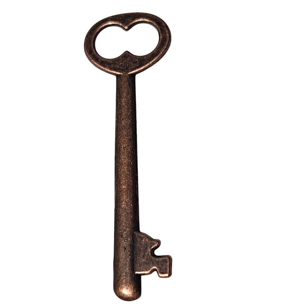 Vintage Skeleton Key Charm Pendant Antique Copper Tone Victorian Gothic Jewelry